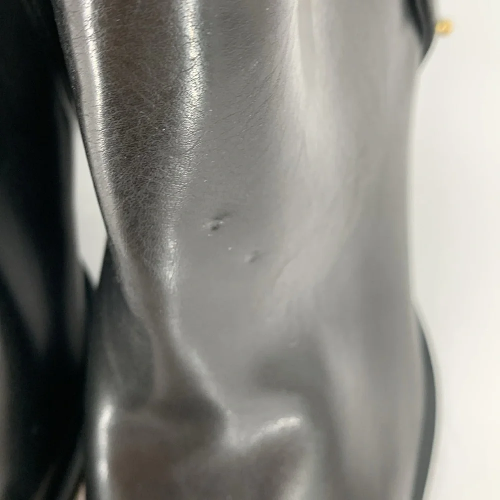 Franco Sarto Vivica heel ankle boot black faux leather zipper square toe new 6